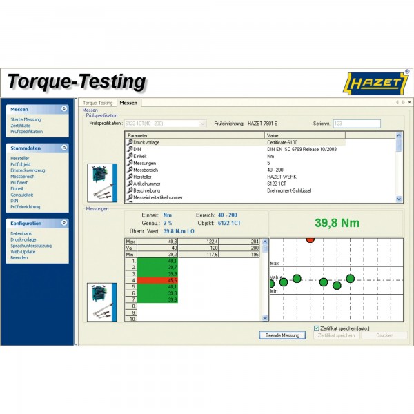 Hazet 7901E-D Steuersoftware "Torque-Testing"